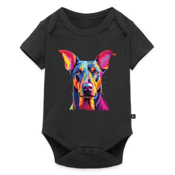 Watercolor Colorful Doberman Pinscher - Baby Premium short-sleeve bodysuit - black - Front