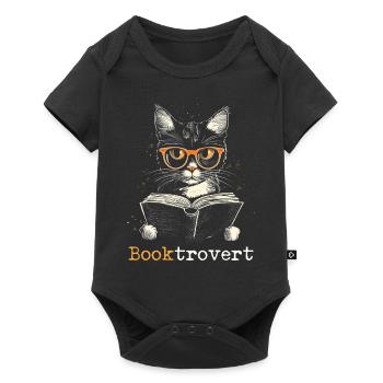 Chat Booktrovert Livre Lecture Drôle - Body à manches courtes Premium Bébé - noir - Devant