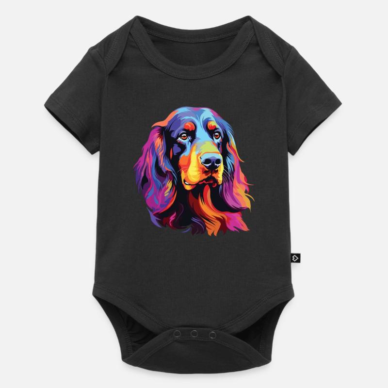 Aquarelle colorée Gordon Setter - Body à manches courtes Premium Bébé - noir