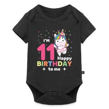 Unicorn for the 11th birthday for children eleven years - Baby Premium short-sleeve bodysuit - black - Front