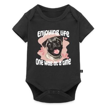 Pug Frenchie French Terrier Boston Terrier - Baby Premium Kurzarmbody - Schwarz - Vorne