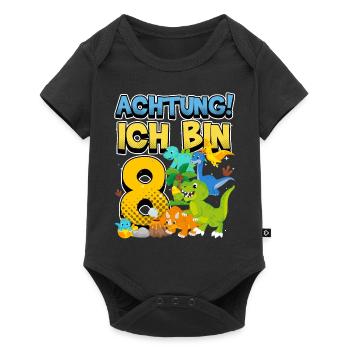 8th Birthday, 8 Years Old Dinosaur Dino - Baby Premium short-sleeve bodysuit - black - Front