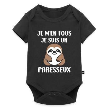 Animal humour paresseux - Body à manches courtes Premium Bébé - noir - Devant