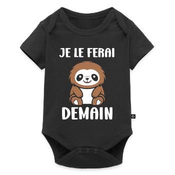 Animal humour paresseux - Body à manches courtes Premium Bébé - noir - Devant