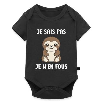 Animal humour paresseux - Body à manches courtes Premium Bébé - noir - Devant