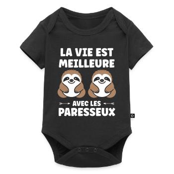 Animal humour paresseux - Body à manches courtes Premium Bébé - noir - Devant
