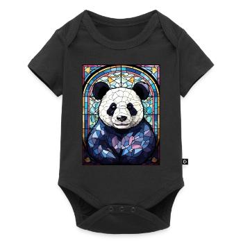 Geometric Polygon Panda Stained Glass Wildlife Ani - Baby Premium Kurzarmbody - Schwarz - Vorne