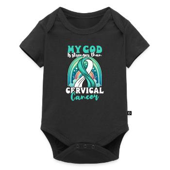 Cervical Cancer Awareness God Is Stronger - Baby Premium short-sleeve bodysuit - black - Front