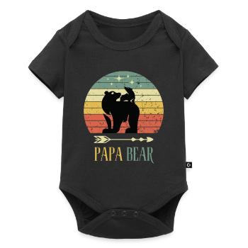 Papa Papa Ours Fête des Pères Ours Retro Kid Offspring - Body à manches courtes Premium Bébé - noir - Devant
