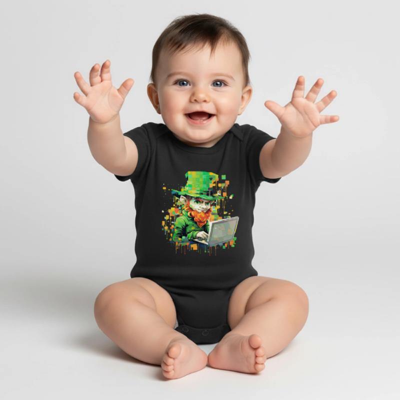Coder Leprechaun St Patrick's Day Binary Programme Baby Premium Kurzarmbody