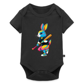 Lapin de Pâques joueur de baseball dans le style streetwear - Body à manches courtes Premium Bébé - noir - Devant