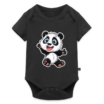 Exubérant Panda Buddy Sticker - Body à manches courtes Premium Bébé - noir - Devant