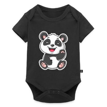 Exubérant Panda Buddy Sticker - Body à manches courtes Premium Bébé - noir - Devant