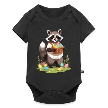 Costume mignon de lapin de Pâques raton laveur drôle - Body à manches courtes Premium Bébé - noir - Devant