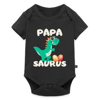 Father's Day Papa Saurus Dinosaur Family Funny - Baby Premium short-sleeve bodysuit - black - Front