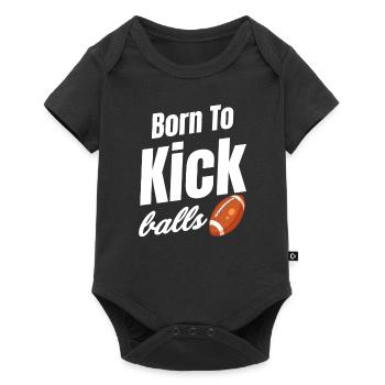 Geboren, Um Bälle Zu Kicken Fußball Kicker - Baby Premium Kurzarmbody - Schwarz - Vorne