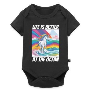 La vie est meilleure à la licorne de l’océan - Body à manches courtes Premium Bébé - noir - Devant