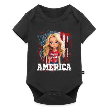 Patriotisches Amerikanisches Mädchen USA für - Baby Premium Kurzarmbody - Schwarz - Vorne