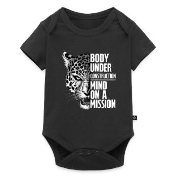 Body Under Construction Mind on a Mission - Baby Premium Kurzarmbody - Schwarz - Vorne