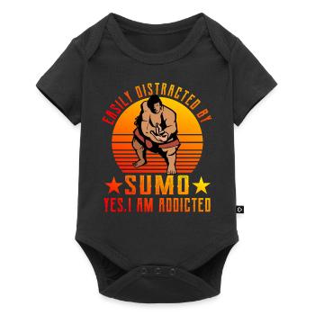 Facilement distrait par le sumo oui je suis accro - Body à manches courtes Premium Bébé - noir - Devant