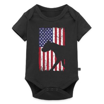 Chien American Staffordshire Terrier avec drapeau américain - Body à manches courtes Premium Bébé - noir - Devant
