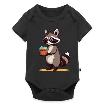 Costume de raton laveur drôle avec conception d’œufs de Pâques - Body à manches courtes Premium Bébé - noir - Devant