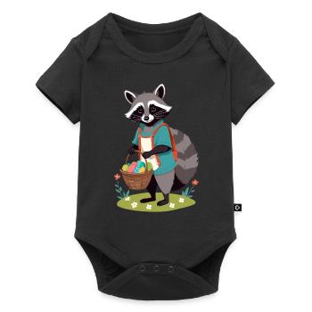 Funny Raccoon Costume Cute Easter Eggs - Baby Premium short-sleeve bodysuit - black - Front