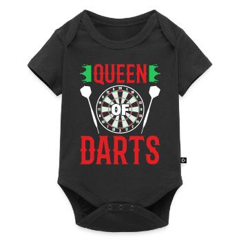 Queen Of Darts Dartspieler - Baby Premium Kurzarmbody - Schwarz - Vorne