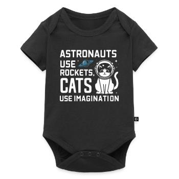 Chat, Astronaute, Astronomie, Système Solaire Externe - Body à manches courtes Premium Bébé - noir - Devant