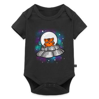 Alien UFO Katze T-Shirt Niedliche Katze Außerirdische - Baby Premium Kurzarmbody - Schwarz - Vorne