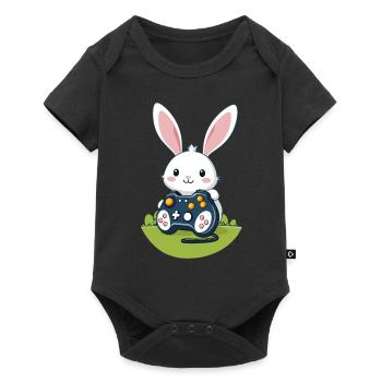 Lapin de Pâques Gamer et Design de streetwear de jeu - Body à manches courtes Premium Bébé - noir - Devant