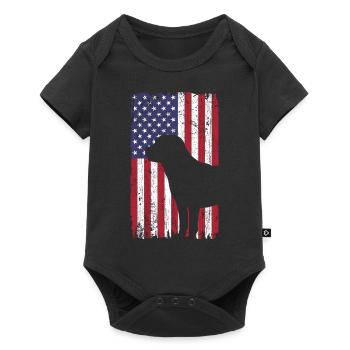 Labrador Retriever Dog with USA Flag - Baby Premium short-sleeve bodysuit - black - Front