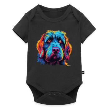 Wasserfarben Farbenfroher Griffon Korthals - Baby Premium Kurzarmbody - Schwarz - Vorne
