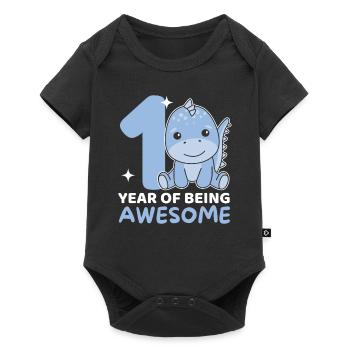 Dino for 1st birthday for children one year old - Baby Premium short-sleeve bodysuit - black - Front