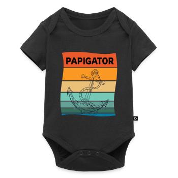 Papigator Papa Papa Ancre Fête des Pères - Body à manches courtes Premium Bébé - noir - Devant