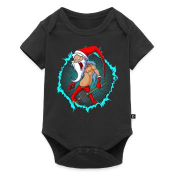 The crazy Santa Claus with halftone - Baby Premium short-sleeve bodysuit - black - Front