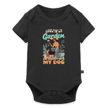 Landschaftsgärtner Arbeit im Garten hängen mit Hund - Baby Premium Kurzarmbody - Schwarz - Vorne