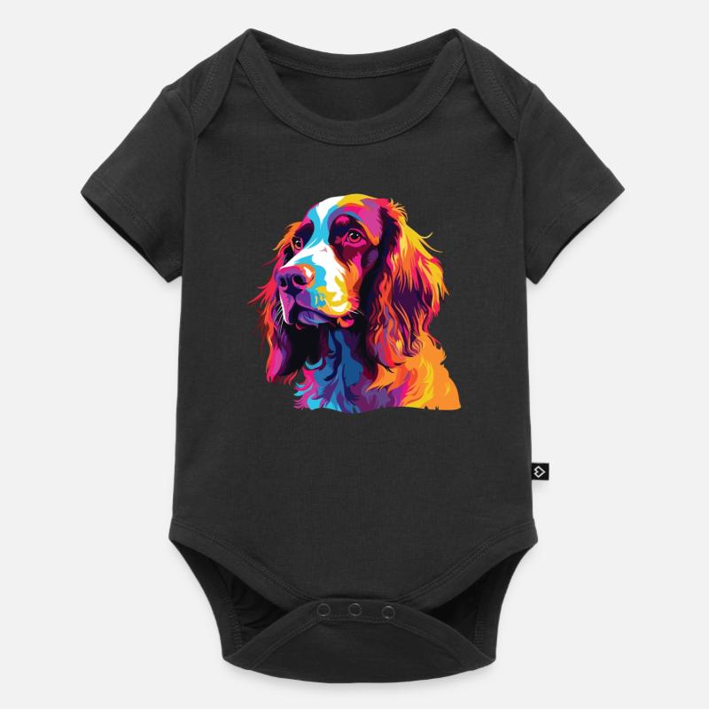 Aquarelle colorée Welsh Springer Spaniel - Body à manches courtes Premium Bébé - noir
