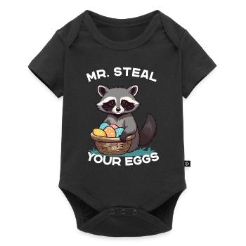 Funny Raccoon Eggs Thief Easter Saying - Baby Premium short-sleeve bodysuit - black - Front