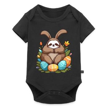 Funny Sloth Easter Bunny Cute Easter Sloth - Baby Premium short-sleeve bodysuit - black - Front