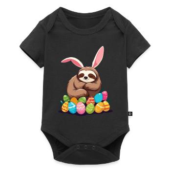Funny Sloth Easter Bunny Iconic Easter - Baby Premium short-sleeve bodysuit - black - Front