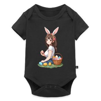 Anime Ostern Kawaii Osterhase Manga Mädchen Otaku - Baby Premium Kurzarmbody - Schwarz - Vorne