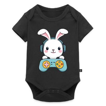 Lapin de Pâques Gamer Jeux de Pâques emblématiques - Body à manches courtes Premium Bébé - noir - Devant