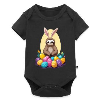 Drôle de paresseux lapin de Pâques emblématique Pâques - Body à manches courtes Premium Bébé - noir - Devant