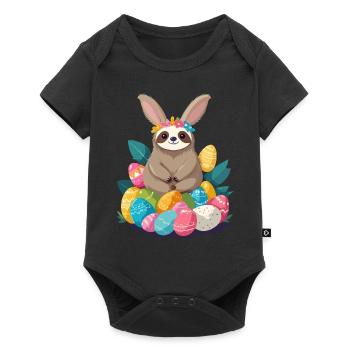 Funny Sloth Easter Bunny Iconic Easter - Baby Premium short-sleeve bodysuit - black - Front
