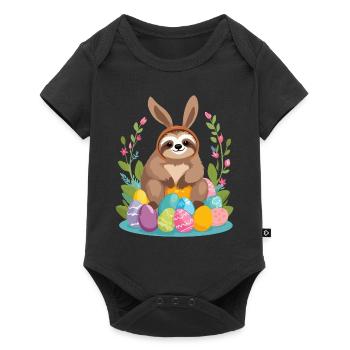 Funny Sloth Easter Bunny Iconic Easter - Baby Premium short-sleeve bodysuit - black - Front