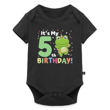 Grenouille pour les enfants de 5 ans de cinq ans - Body à manches courtes Premium Bébé - noir - Devant