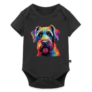 Aquarelle colorée Standard Schnauzer - Body à manches courtes Premium Bébé - noir - Devant
