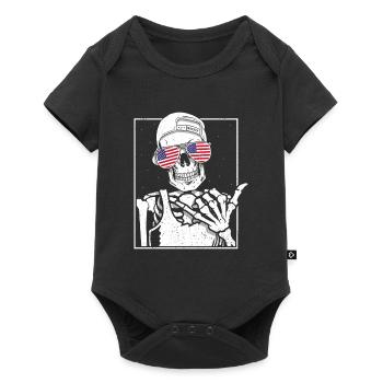 Skeleton US Flag Rock Hand Halloween Rock Music - Baby Premium short-sleeve bodysuit - black - Front