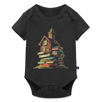 Livre Maison Motif Graphique Livre - Body à manches courtes Premium Bébé - noir - Devant